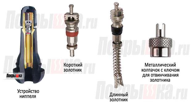 Устройство ниппеля шины автомобиля